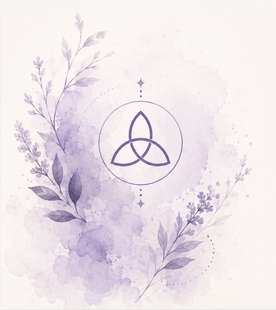 Lavender botanical and triquetra artwork
